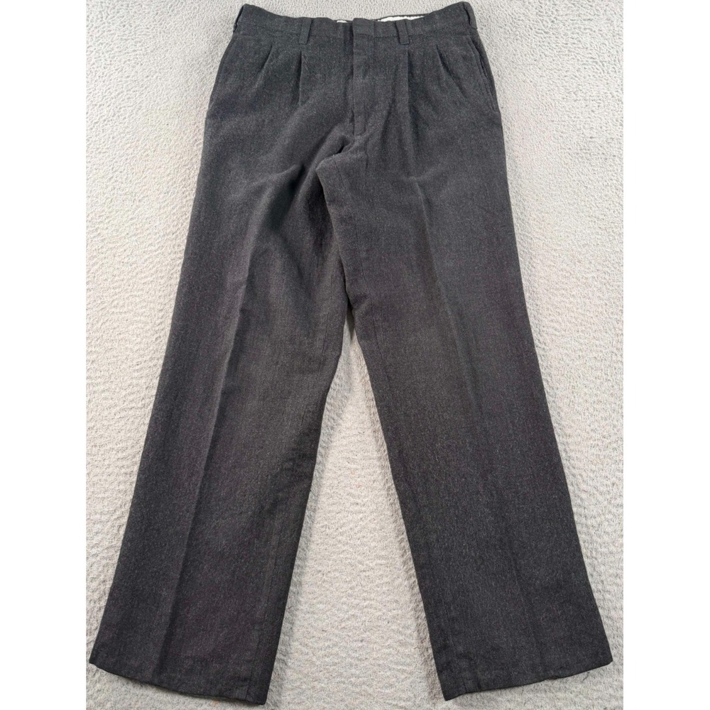 Strathmore Wool Dress Pants Mens 28x27 Charcoal Gray Pleated Preppy Made In USA